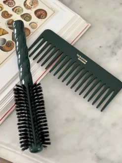 La Bonne Brosse Our Round Styling Hair Brushes|Our Detangling Combs*The Large Detangling Comb in Acetate Emerald Green